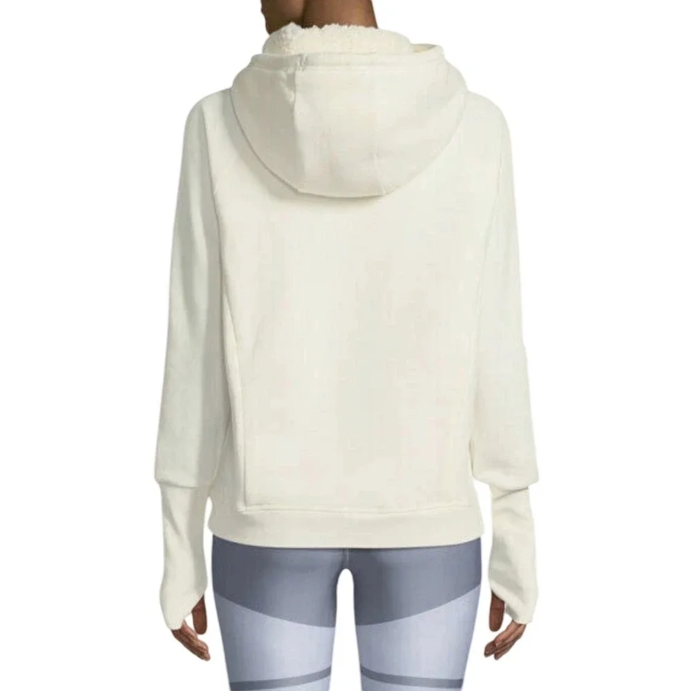 ALO YOGA Frost Faux Shearling Lined Hoodie, Beige, Size Large